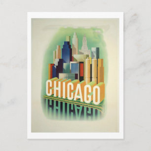 Chicago Vintage Travel Poster Briefkaart