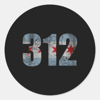 Chicago Vlag 312 Vervagen Ronde Sticker