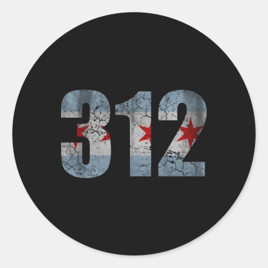Chicago Vlag 312 Vervagen Ronde Sticker (Voorkant)
