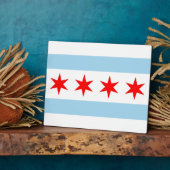 Chicago Vlag, Illinois Staat Plaquette Fotoplaat (Zijkant)