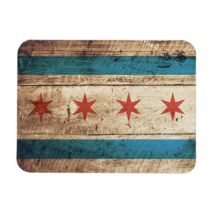 Chicago vlag op oude houten korrel magneet