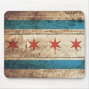 Chicago vlag op oude houten korrel muismat