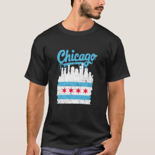Chicago Vlag Silhouet Vintage Drip Vervuild USA C T-shirt