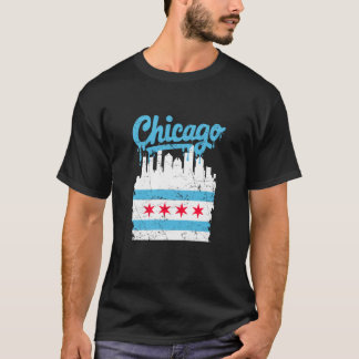Chicago Vlag Silhouet Vintage Drip Vervuild USA C T-shirt