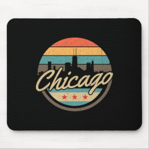 Chicago Vlag Silhouet Vintage Illinois Usa Souveni Muismat
