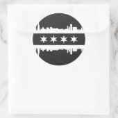 Chicago vlag/Skyline in zwart-wit Ronde Sticker (Tas)