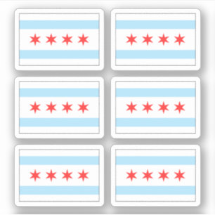 Chicago vlag stickers, set van zes sticker