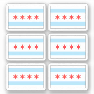 Chicago vlag stickers, set van zes sticker