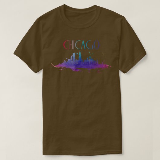 Chicago Watercolor Skyline TShirt (Design devant)