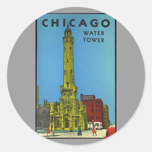  Chicago Watertoren Ronde Sticker (Voorkant)