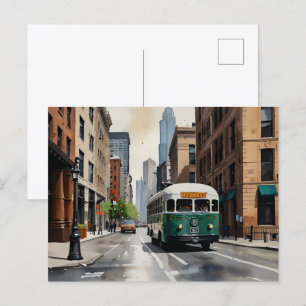 Chicago waterverf kunst briefkaart