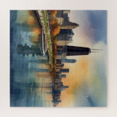 Chicago waterverf kunst legpuzzel (Horizontaal)