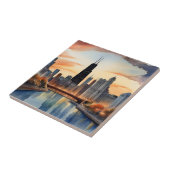 Chicago waterverf kunst tegeltje (Zijkant)