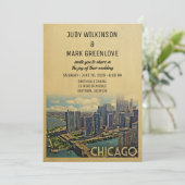Chicago Wedding Invitation Illinois Kaart (Staand voorkant)