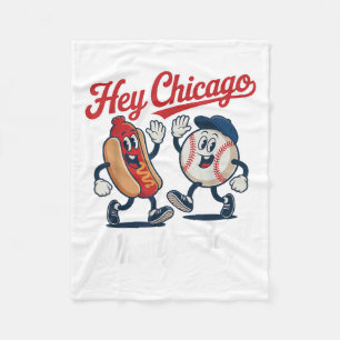 Chicago Whadya Say Funny Baseball Hot Dog 4e Fleece Deken
