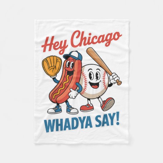 Chicago Whadya Say Funny Baseball Hot Dog 4e Fleece Deken (Voorkant)