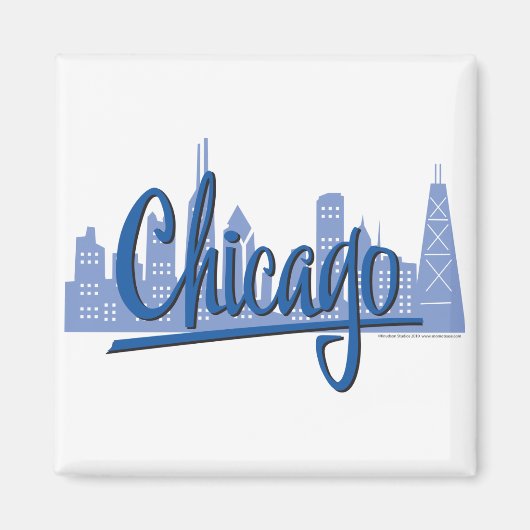 Chicago Windy City Skyline Magneet (Voorkant)