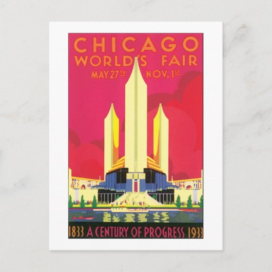 Chicago World's Fair 1833-1933 Briefkaart (Voorkant)