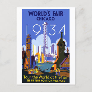 Chicago World's Fair 1934 Vintage Travel Briefkaar Briefkaart