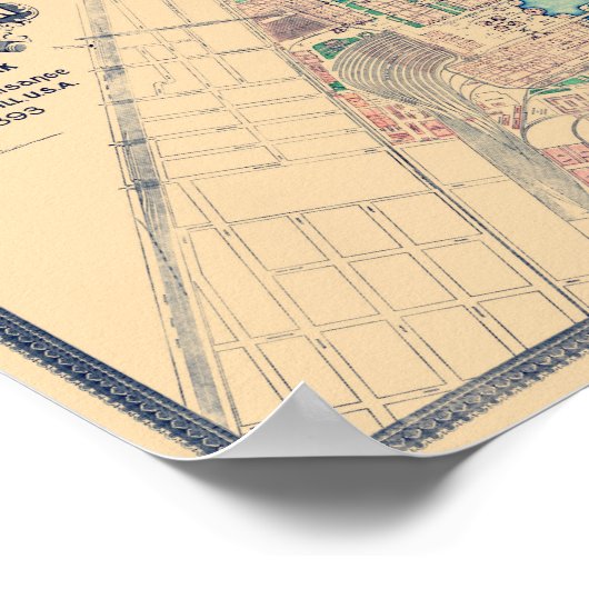 Chicago World's Fair - Columbian Exposition Map - Poster (Hoek)