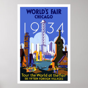  Chicago Worlds Fair Travel poster 1934