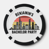 Chicago Zonsondergang Aangepaste Bachelor Party Poker Chips (Achterkant)