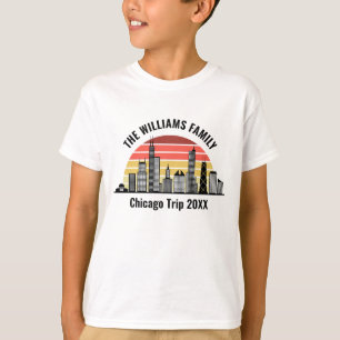 Chicago Zonsondergang Aangepaste Gezinsreis Kinder T-shirt
