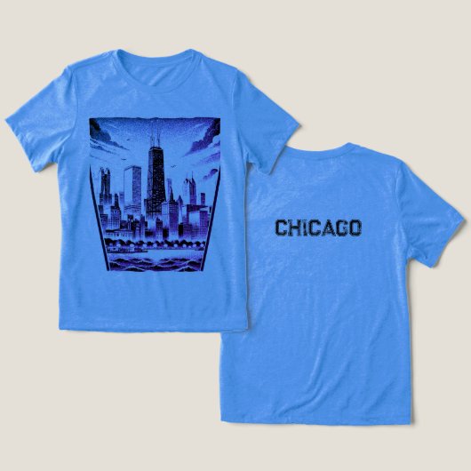 CHICAGO zwart grafisch T-shirt (Ontwerp Voorkant & Achterkant)