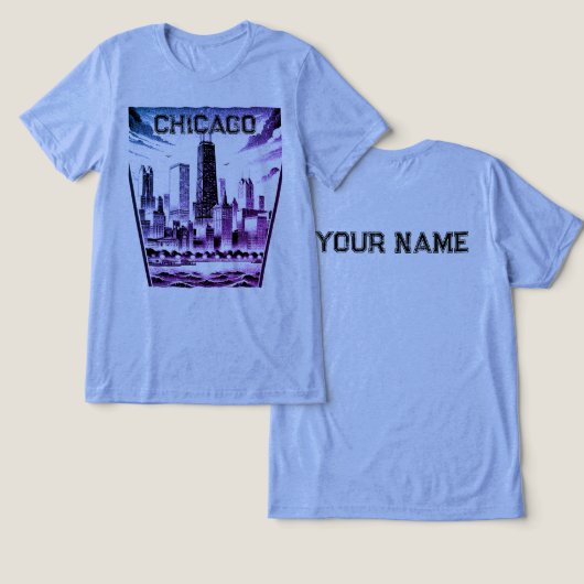 Chicago zwart grafisch T-shirt (Ontwerp Voorkant & Achterkant)