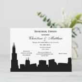 Chicago zwart skyline silhouet repetitie diner kaart (Staand voorkant)