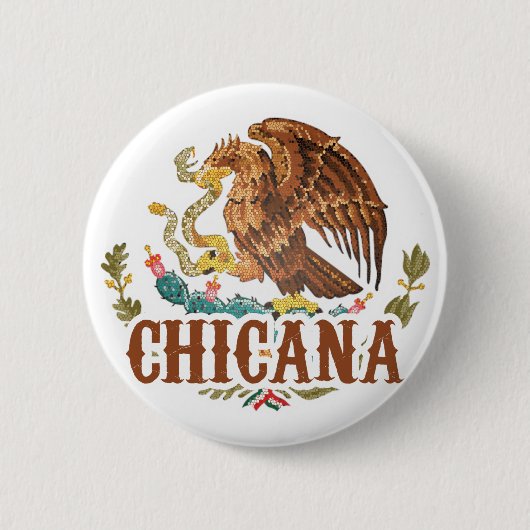 Chicana Mexico Coat of Arms Ronde Button 5,7 Cm (Voorkant)