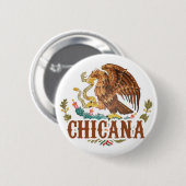 Chicana Mexico Coat of Arms Ronde Button 5,7 Cm (Voorkant /achterkant)