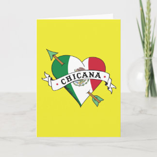 Chicana Tattoo Heart met Mexicaanse vlag Kaart