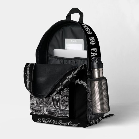 Chicano Art Backpack Bedrukte Rugzak (Achterkan Hoek Rechts (Open))