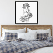 Chicano Art Canvas Art Print Zwart & Wit (Insitu (Slaapkamer))