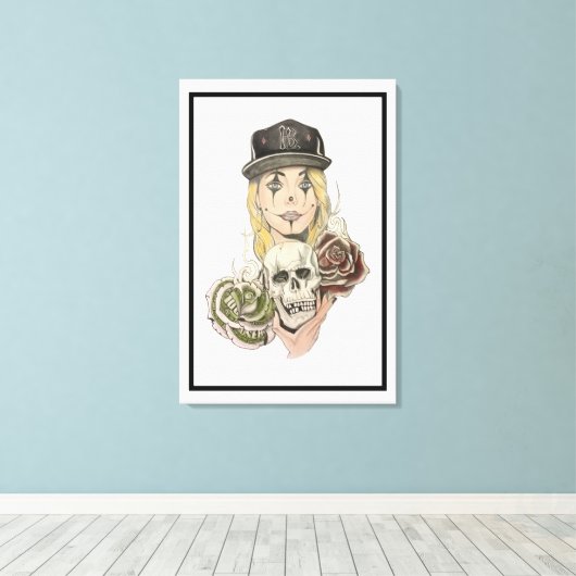 Chicano Art Canvas Kunstdruk Afdruk (Insitu (Houten vloer))