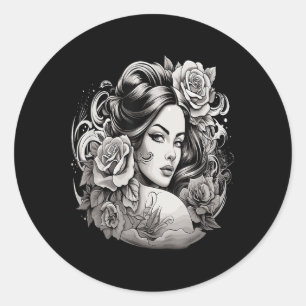Chicano Chicana La Raza Barrio Tattoo Kunst Dood _ Ronde Sticker