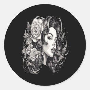 Chicano Chicana La Raza Barrio Tattoo Kunst Dood _ Ronde Sticker