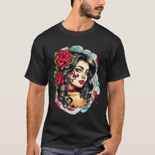 Chicano Chicana La Raza Barrio Tattoo Kunst Dood T-shirt