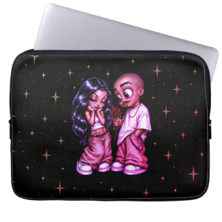 Chicano Liefdeskoppel Rode Roos Gouden Sterren Lap Laptop Sleeve