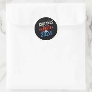 Chicanos voor Harris Walz 2024 presidents- Ronde Sticker