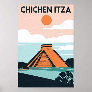 Chichen Itza Mayan Tempel in Mexico Reizen Poster