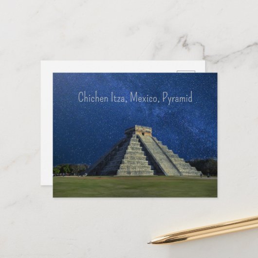 Chichen Itza, Mexico, piramide Briefkaart (Voorkant / Achterkant in situ)