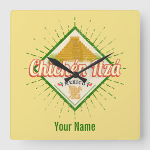 Chichen Itza Mexico Retro Mayan  Yucatan Vierkante Klok