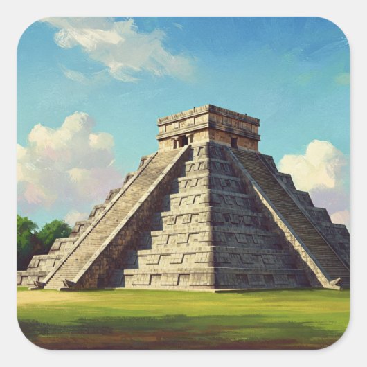 Chichen Itza Mexico Travel Beach Vierkante Sticker (Voorkant)
