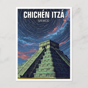 Chichen Itza Mexico Travel Night Stars Briefkaart