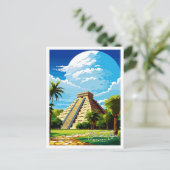 Chichen Itza Mexico vintage reisillustratie Briefkaart (Staand voorkant)
