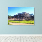 Chichen Itza. Tempelkrijgers Canvas Afdruk (Insitu (Houten vloer))