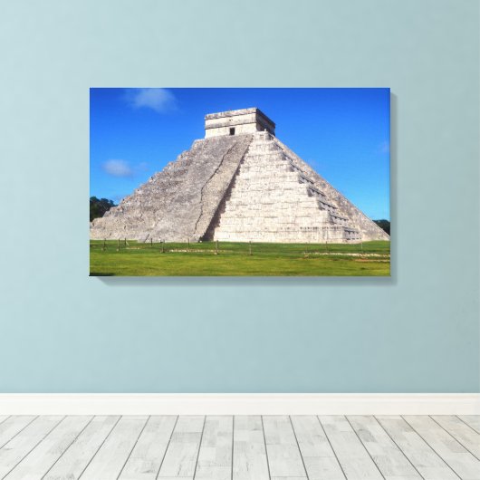 Chichen Itza, Tempelkrijgers Canvas Afdruk (Insitu (Houten vloer))