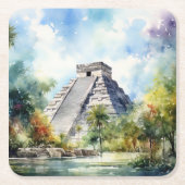 Chichen Itza Vierkante Kartonnen Onderzetter (Voorkant)